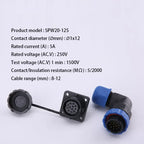 SP20 IP68 Waterproof Quick Connector Socket Multipole Plug Dustproof Right angle Square Industrial Aviation 1-14Pin Connectors