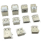 5PCS USB Interface Socket Type A Standard Port Female Male Solder Jacks Connector DIP Straight Vertical Bend Needle PCB Socket
