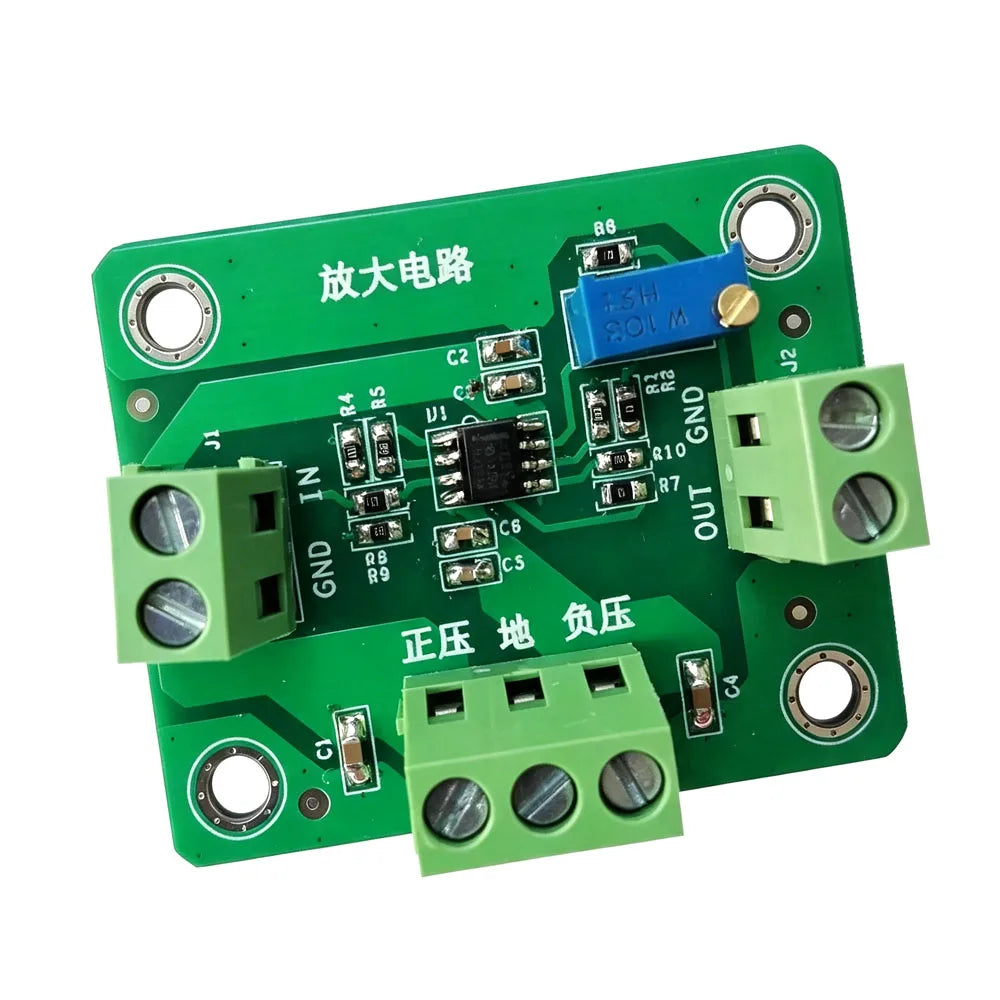 Adjustable Non-Inverting Two-Stage Op-Amp Amplifier Module, Gain 1-10x, for Signal Conditioning & DIY Electronics