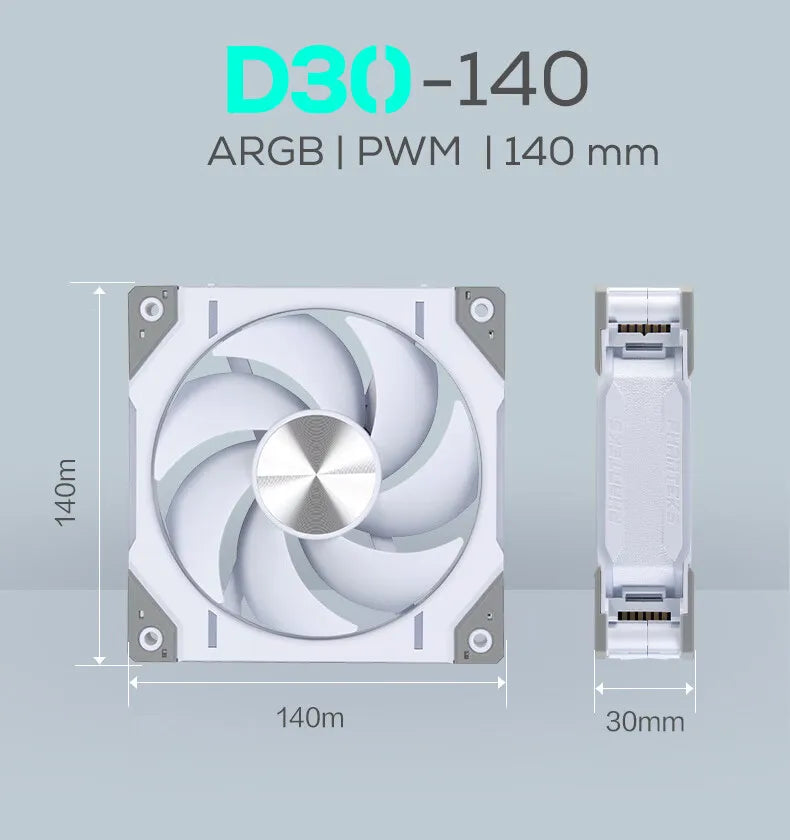 Phanteks D30-140 ARGB Case Fan 140mm CPU Cooling Fan 4PIN PWM Air Cooler Fans Wireless Splicing Computer Heat Dissipation Fan