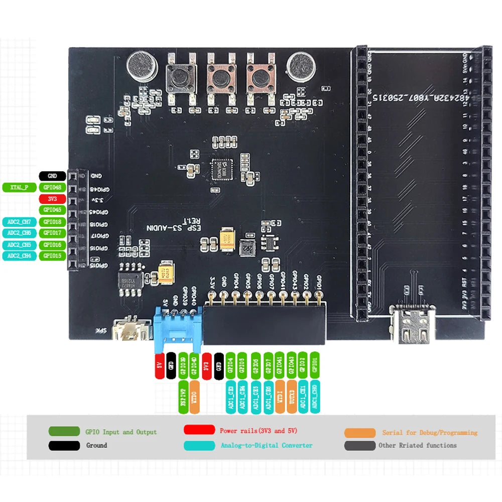 ESP32-S3 N16R8 Development Board WiFi Module KIT with Double MIC Speaker for AI Voice Interaction DIY IOT Smart Home Expansion
