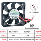 ACP5010 50x50x10mm Axial Cooling Fan 2-Pin DC 5V/12V/24V 50mm for Power Supply Charger Frequency Converter - Computer Case Fans
