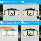 3 Heads Solar Motion Sensor Lights 236/223LED Solar Security Flood Lights Waterproof 3 Modes Wall Light Garden Yard Patio Pathwa