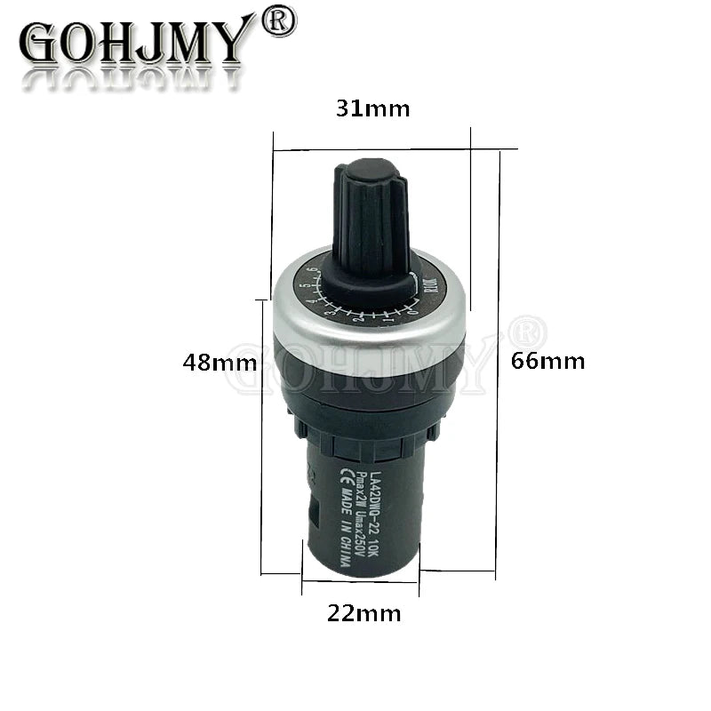 LA42DWQ-22 1K 2K 5K 10K 20K 50K 100K 200K 22mm Diameter Pots Rotary Potentiometer Converter Governor Inverter Resistance Switch