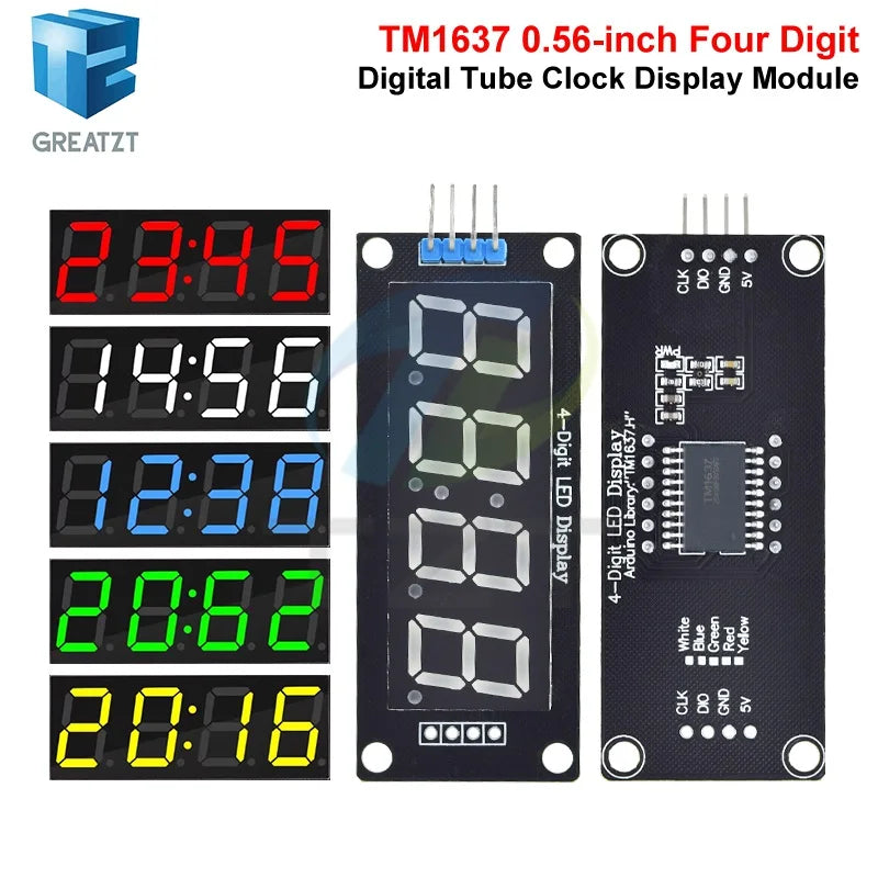 TM1637 LED Display Module for Arduino 4 Digit Tube 7 Segment 0.56 inch Time Clock Indicator Module Red Blue Green Yellow White