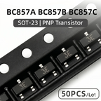 50PCS BC857A BC857B BC857C PNP Transistor SOT23 SMD Small Signal BJT 3E 3F 3G Marking Code Assorted Electronic Components