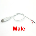 0.3m/1m/2m USB Power Supply Cable 2 Pin USB 2.0 A Female Male Charger Charging Cord Extension Connector DIY White Wire