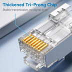 Pass Through RJ45 Connector 8P8C Cat7/Cat6/Cat5 Shielded Connectors Crystal End Gold-Plated 8P8C Crimp UTP Ethernet Modular Plug