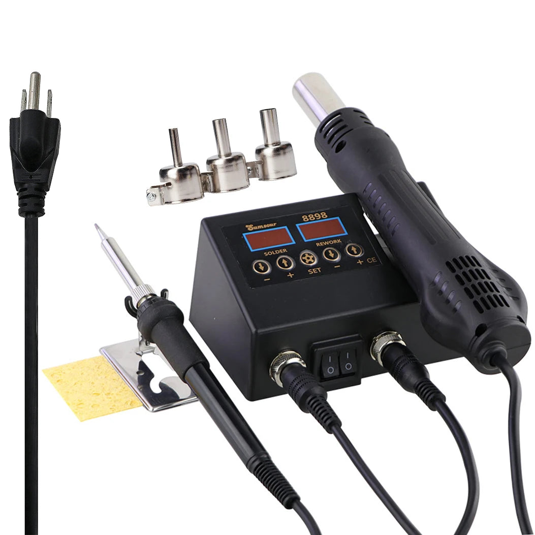 Soldering Station Digital Temperature Adjustable 2 in 1 SMD Solder Iron Hot Air Heat Gun Welding Rework For PCB IC Repair Tools