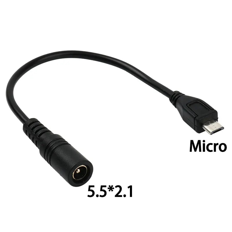 5.5*2.1mm DC Power Plug Waterproof Jacket Female To Micro USB / Mini USB / Type C Male Adapter Cable