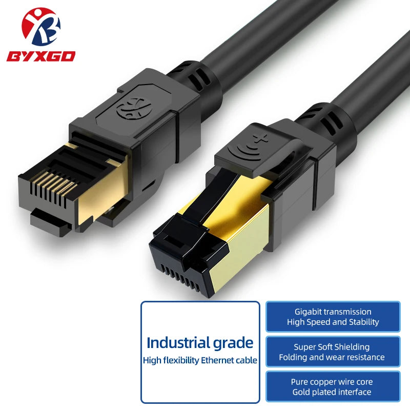 BYXGD Cat5e SFTP Drag Chain Cable 22AWG Double Shielded High Flexible RJ45 Cable IP67 Waterproof For PLC Robotic Arm Automation