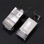 RJ45 CAT5/6/7 Connector 8P8C Modular Plug Adapter Pass Through Modular Plugs Shielded Gigabit Network Crimp Crystal Head