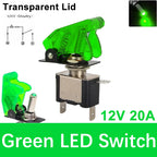 Auto Car Boat Truck Illuminated Led Toggle Switch ON OFF With Safety Aircraft Flip Up Cover Guard 12V20A Transparent