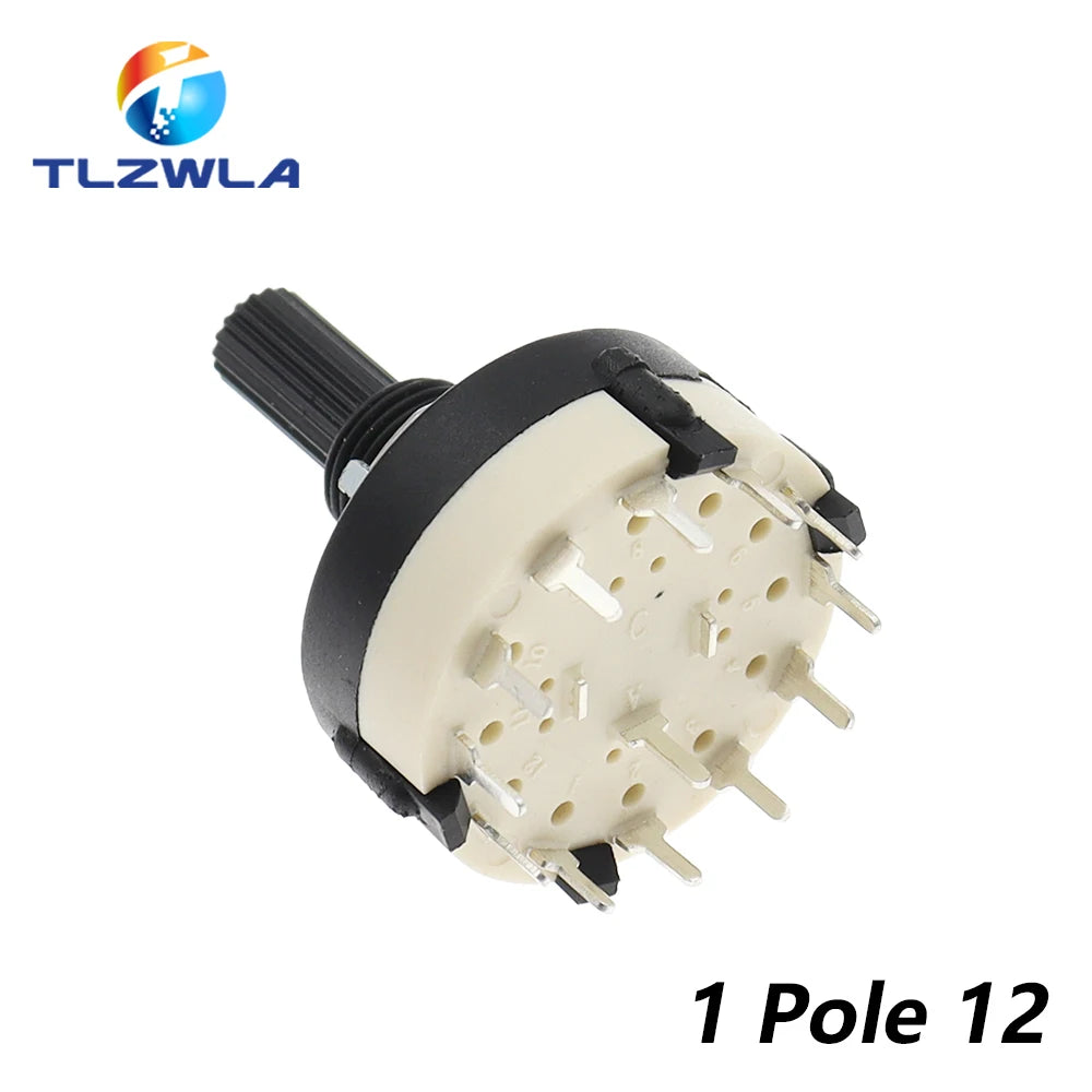 1PCS RS26 Plastic 4 Pole 3 Position Rotary Band Switch 2 Pole6 Position  1 Pole12 Position Handle Length 21MM Axis Band Switch
