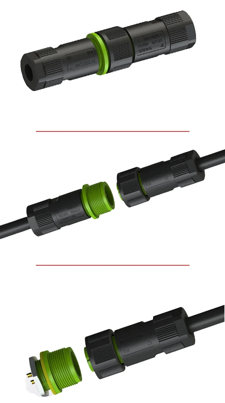 10pcs Exceedconn EC Industrial Aviation Circular 2 Core M20 2Pin Electrical Connector Waterproof  10A 15A Docking Cable Adapter