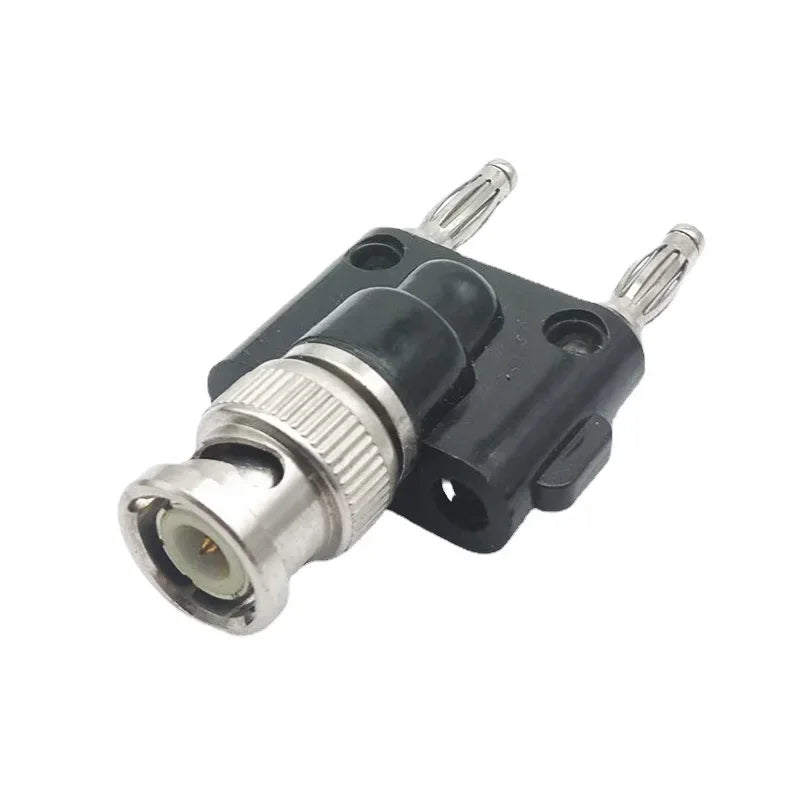 Q9 BNC Banana To Two Dual 4mm Banana Male Female Jack Coaxial Connector BNC Tee Type 3Way Splitter RF Adapter