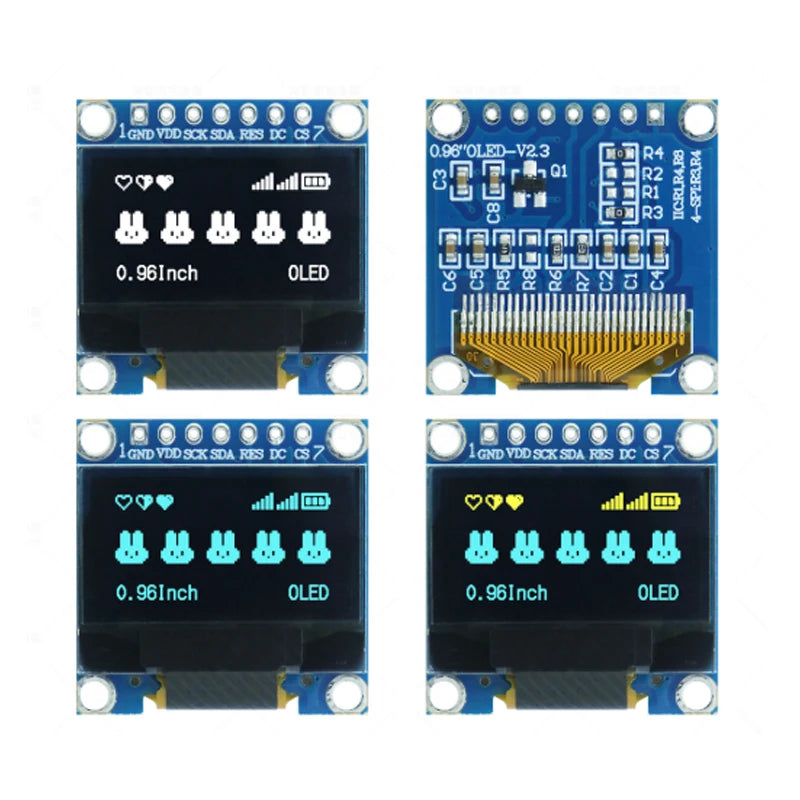 0.96 inch OLED IIC Serial White Display Module 128X64 I2C SSD1306 12864 LCD Screen Board GND VCC SCL SDA 0.96" for Arduino Black