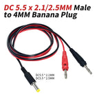 DC to 4MM Banana Connector Wire DC 5.5 X 2.5/2.1MM Power Adapter Connection Cable DC Male to Gun-type Lantern Head Plug Line