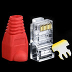 RJ45 CAT5 Pass Through Connectors Crystal End Gold-Plated to Crimp Modular Plug for Solid Or Stranded UTP Network Cable Sleeve