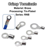 100pcs RNB Brass Ring Bare Terminal Block Connector Cable Lugs Wire Crimping Tips Electrical Connection Strips 12V 2.5mm 4mm 6mm