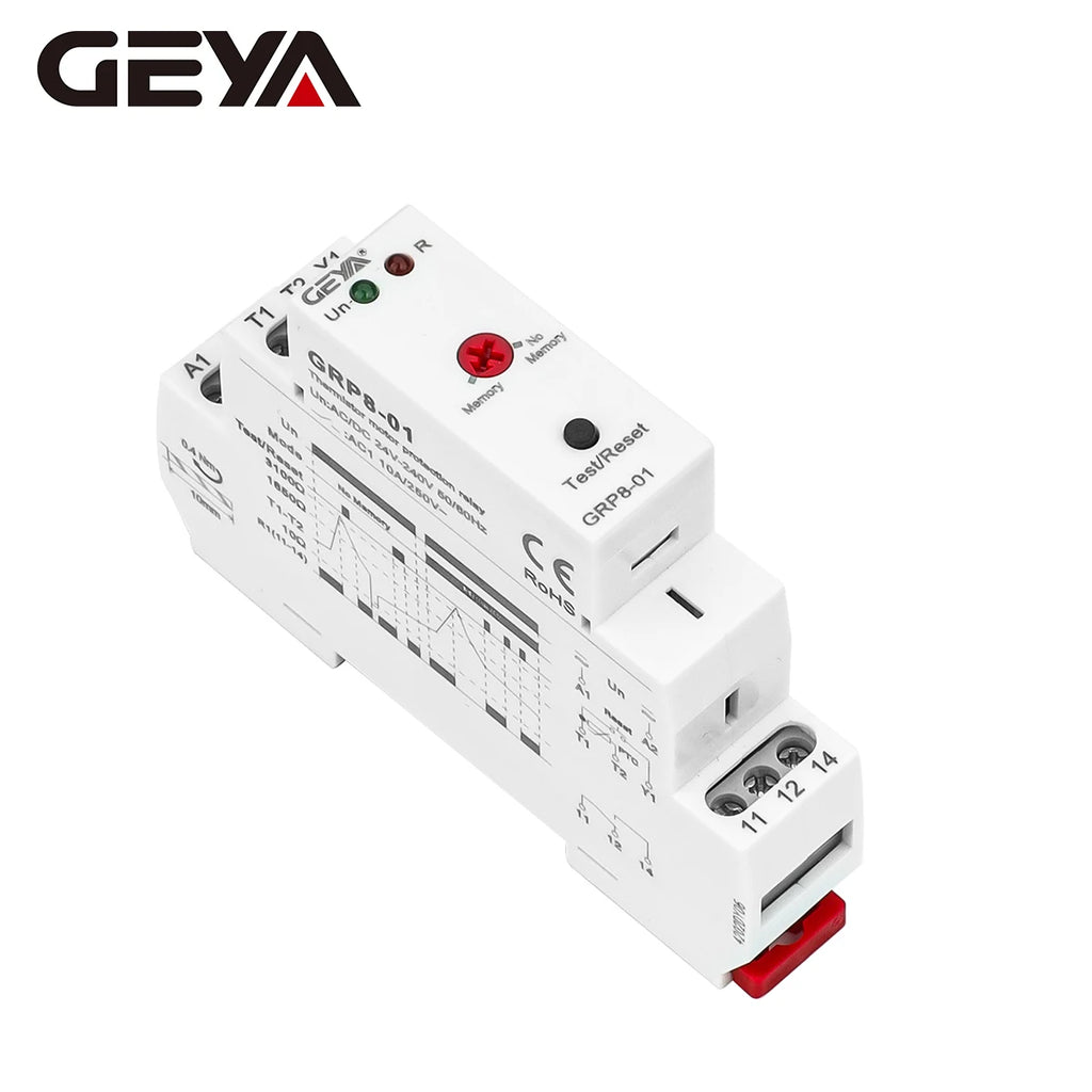 GEYA GRP8 PTC Thermistor Motor Protection Relay AC/DC 24-240V Wide Range Overload Overheat Phase Failure Starter Protection