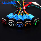 ABILKEEN 16/19/22MM Black Shell Metal Push Button Switch 1NO1NC Momentary/Latching Power Control Push Button with LED Light