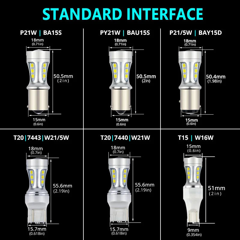 NAO P21W led BAY15D PY21W BA15S White 1300Lm Car LED Bulb P21/5W Turn Signal 1156 3030 1157 T20 W16W T15 W21/5W 7443 W21W 7440