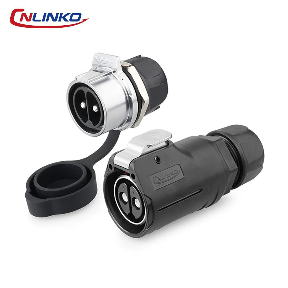 CNLINKO M28 IP68 Circular Heavy Duty Power Connector 50A Male/Female Screw Terminal for EV Charging,Solar & Battery Storage