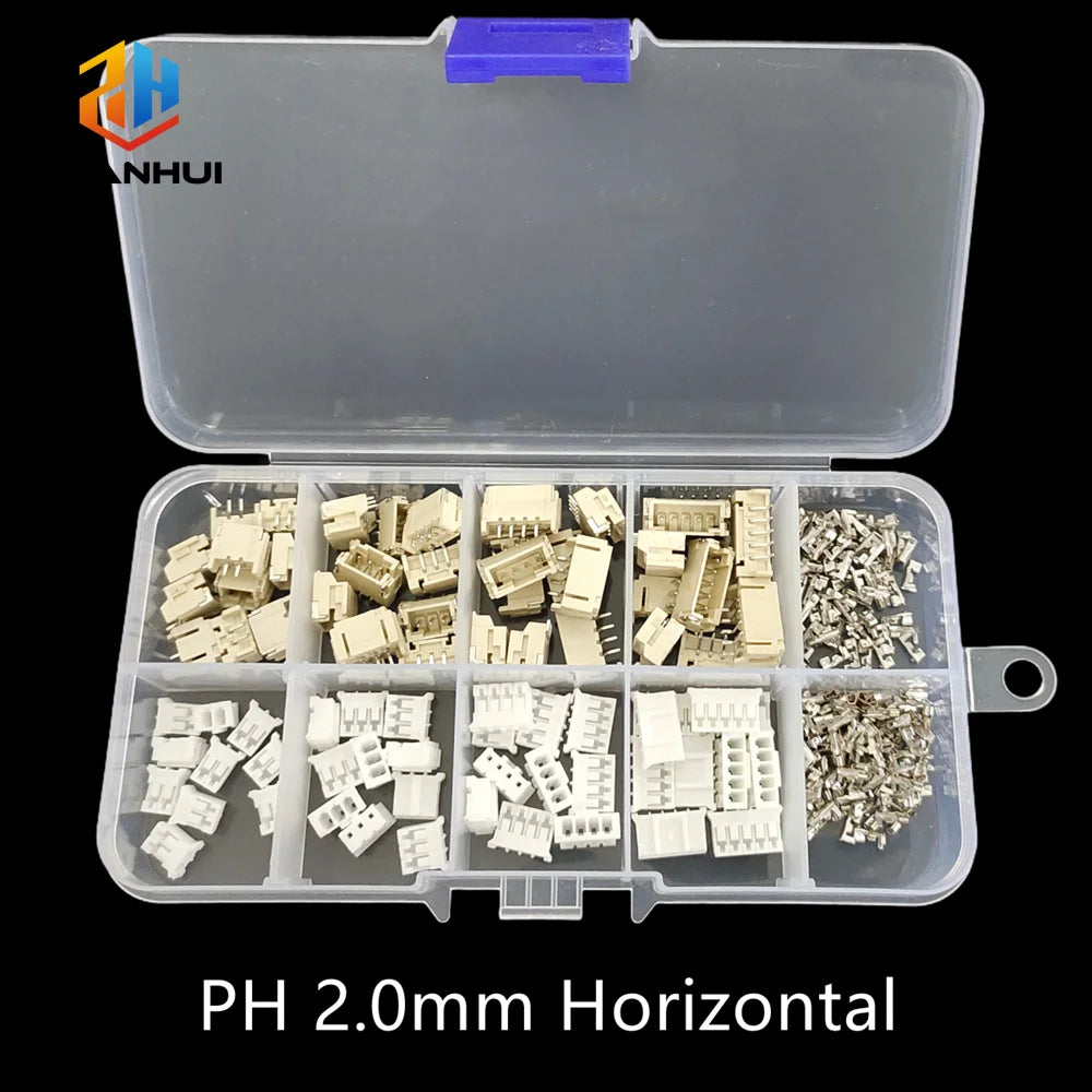 1 Box JST Connector Assortment Kit - SH1.0/ZH1.5/PH2.0/XH2.54 2-5Pin Male/Female Socket with Horizontal/Vertical Header