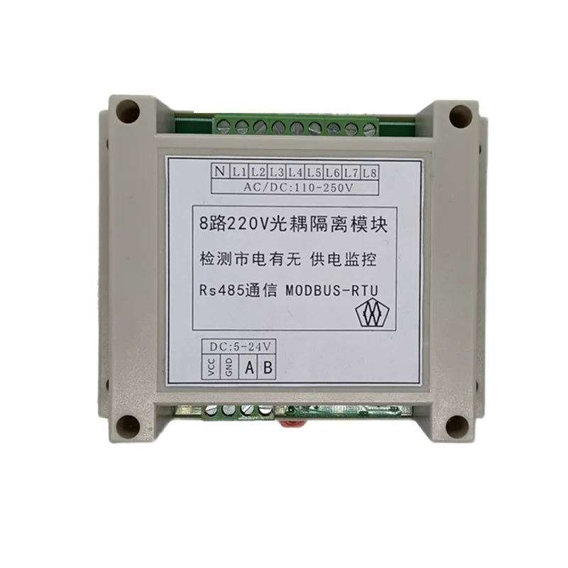 8-way 220V AC Detection Module MODBUS Module RS485 Communication Detection Mains Power Can Be Connected To PLC