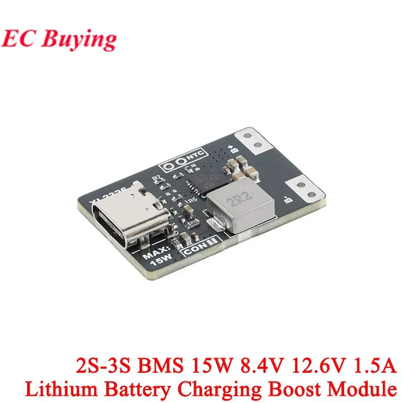 10Pcs/1pc 2S 3S Type-C BMS 15W 8.4V 12.6V 1.5A Lithium Battery Charging Boost Module With Balanced Support Fast Charge Indicator