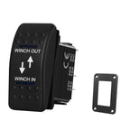 12V 20A Winch In Winch Out Switch DPDT Momentary (ON) OFF (ON) Rocker Switch 3 Position Blue Led Waterproof Reversing Switch