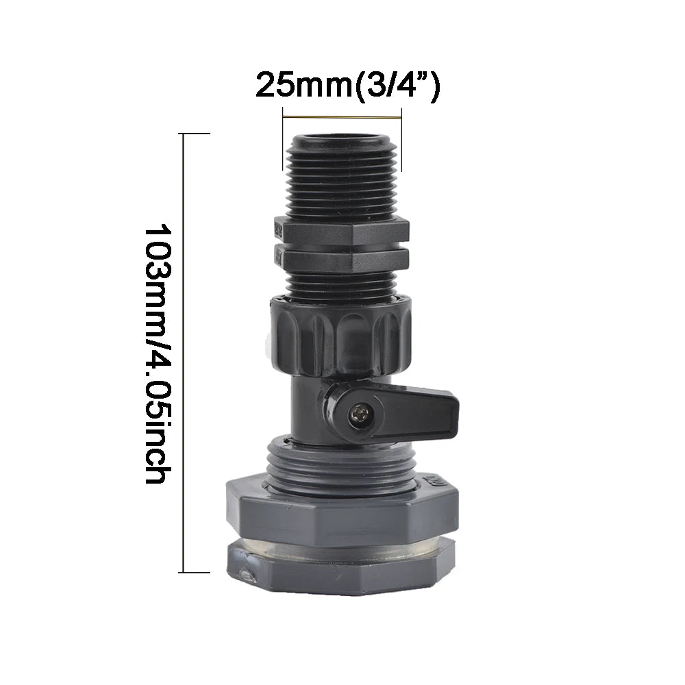 Rain Barrel Overflow Kit, 3/4 Inch Rain Barrel Valve, Barbed Fittings Connectors Tee Elbow Water Pipe Fittings
