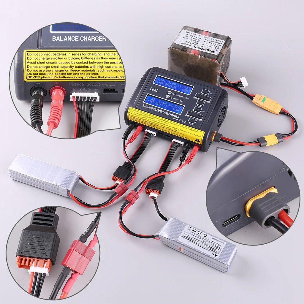 HTRC L6X2Lipo Intelligent Balanced Charger for RC Model Aircraft Dual Channel 2-6S Remote Control LiPo Battery Charger