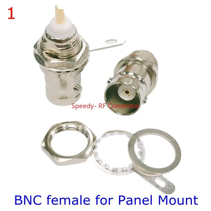 2pcs/lot Q9 BNC Male Female Socket Connector Bullkhead with Nut Washer Solder for Panel Mount  Antenna Coaxial Adapter Brass