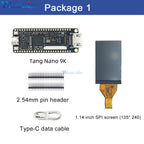 Tang Nano 9K Gaoyun FPGA GoAI Development Board GW1NR-9 RISC-V RV HDMI 40P RGB Interface with 1.14/4.3/5/7 Inch SPI Bare Screen