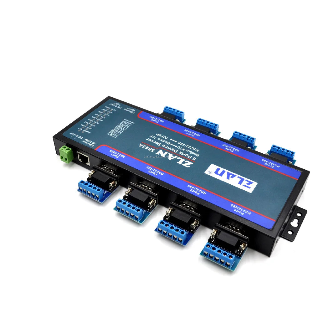 ZLAN5843A 8 port RS232 RS485 to Ethernet TCP/IP Modbus industrial multiple Ethernet serial server