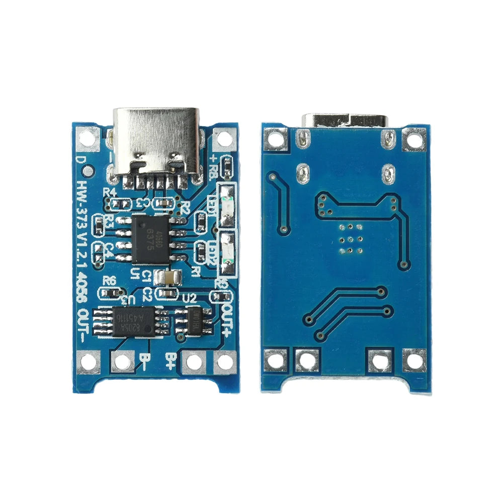 5pc Set Type-c Port 5v 1a 18650 Tp4056 Lithium Battery Charger Module Charging Board Charging Protection With Led Light
