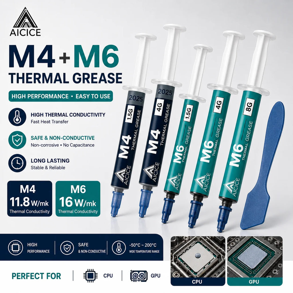 AICICE M4 M6 Performance Thermal Grease 11.8‑16W/mK Non‑Conductive Silicone Paste 1.5/4/8g For CPU GPU Laptop Desktop Heatsink