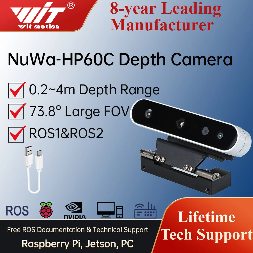 3D Depth Scanner Camera Nuwa-HP60C RGB  Light Imaging Sensor USB FOV 73.8° 0.2-4M For Raspberry PI ROS AI Robot Drones Car