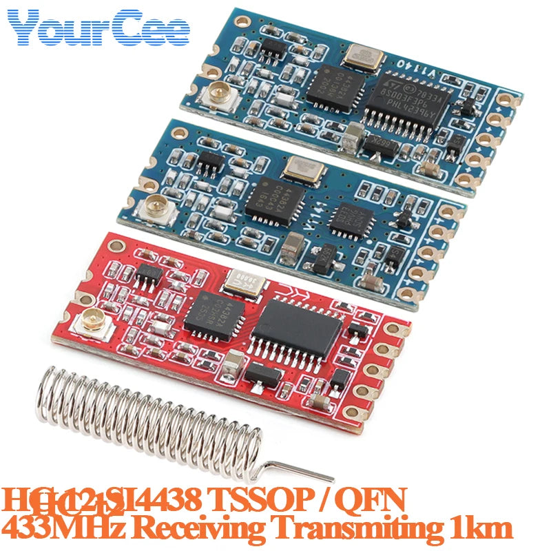 10pcs/1pc HC-12 SI4463 433Mhz Wifi Wireless Serial Port Module HC12 1KM 1000m 433MHz Receiving Transmitting Board TSSOP/QFN