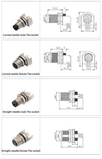 5/10 PCS M8 Male/Female Curved Straight Jack Socket 3 4 5 6 8 Pin Solder IP67/68 Waterproof PCB Panel Connector