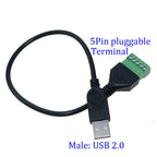 USB 2.0 Female B Micro usb mini usb Type-C Male to 5 Pin Female Bolt Screw Connector with Shield Terminal Plug Adapter Cable 1ft