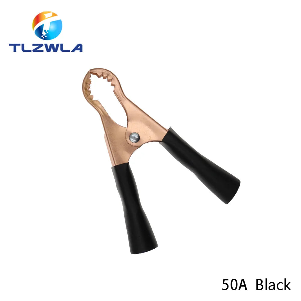 2PCS 30A 50A 100A Car Alligator Clips Battery Clamps Crocodile Clip Red Black Positive Negative 75MM 80MM 90MM length Red Black