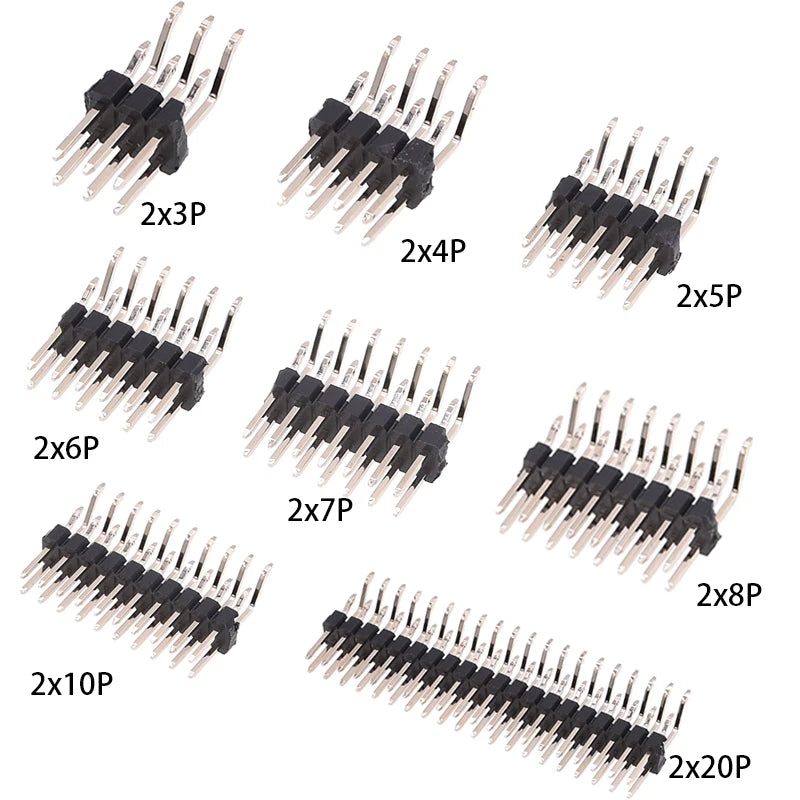 10pcs 2.54mm Double Row Right Angle RA SMT Horizontal SMD/SMT 2X3/4/5/6/7/8/10/20/40P PCB Surface Mount PH8.5 Male Female Header