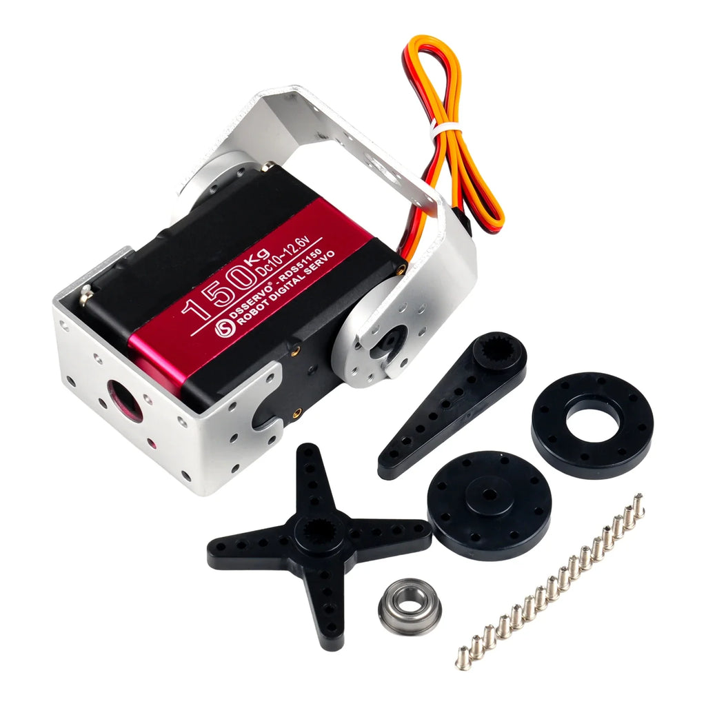 4PCS RDS51150 Metal Gear Digital Servo 150KG Robotic Servo Motor 12V Double-Shaft U Mounting Bracket 180/270 Degree for RC Cars
