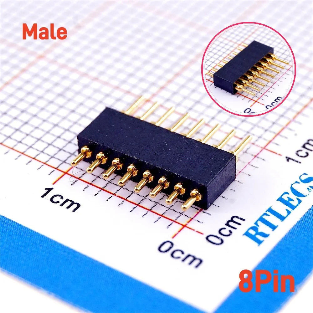 2 5 20 Pcs Spring Loaded 1.27 MM Pitch Pogo Pin Connector 2 5 6 8 10 Position Male Pad PCB Header Single Row Through Holes Probe