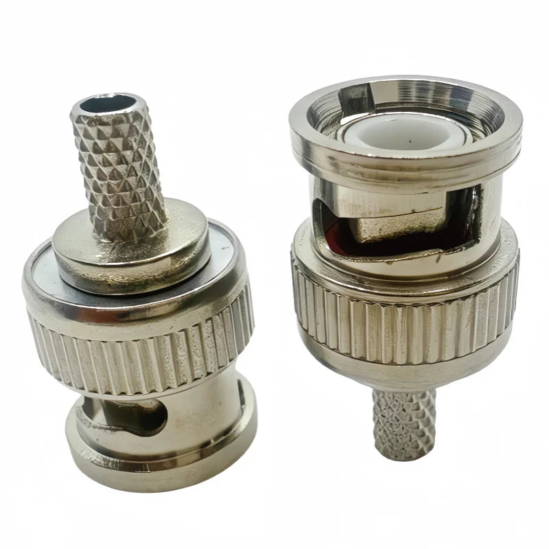 1/5Pcs/lot BNC Male RF Connector Plug Crimp For RG58 LMR195 Cable Straight Nickelplated 50Ohm Wholesale