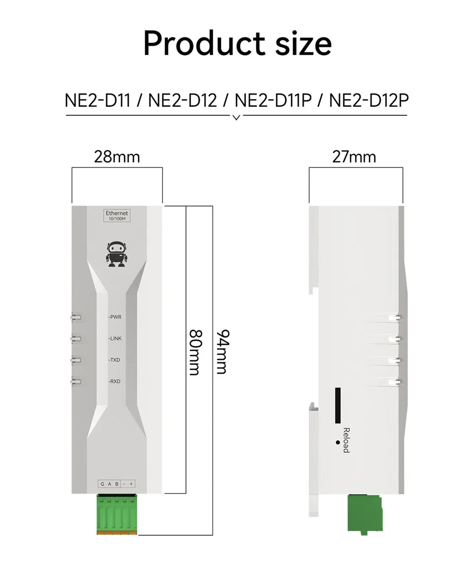 Serial Port Server RS485 To Ethernet CDSENET NE2-D11 DC 8-28V TCP/UDP Modbus MQTT HTTP DNS FOTA Remote Up DIN Rail Installation