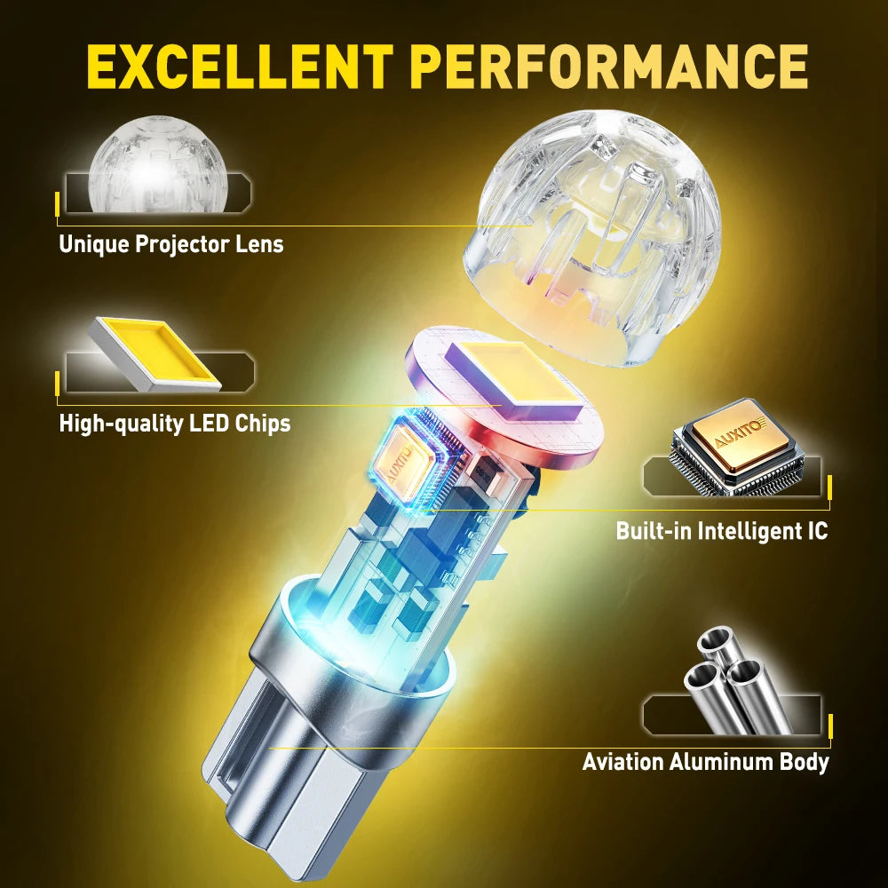 AUXITO 2Pcs T10 W5W LED Bulbs Canbus 6500K White Red Yellow 194 168 2825 Interior Light Reading Trunk Dome Map Lamp Super Bright